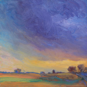 "Abendlicht am Himmel" Öl auf Leinwand, 68 x 68 cm, 2013