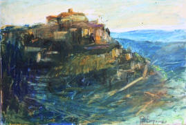 "Morgen über der Gordes", Ölpastell, 21 x 30 cm, 2011